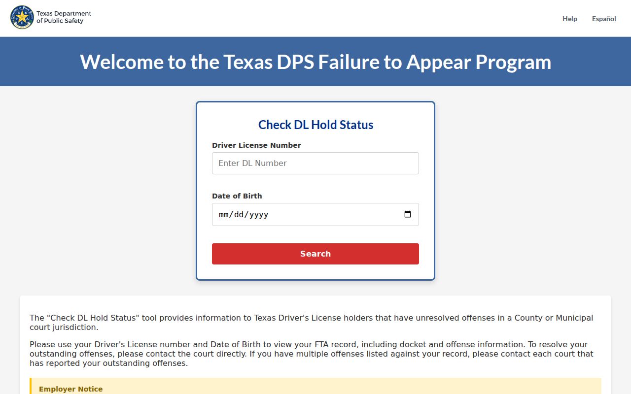 Texas Failure to Appear lookup linked by Terry County