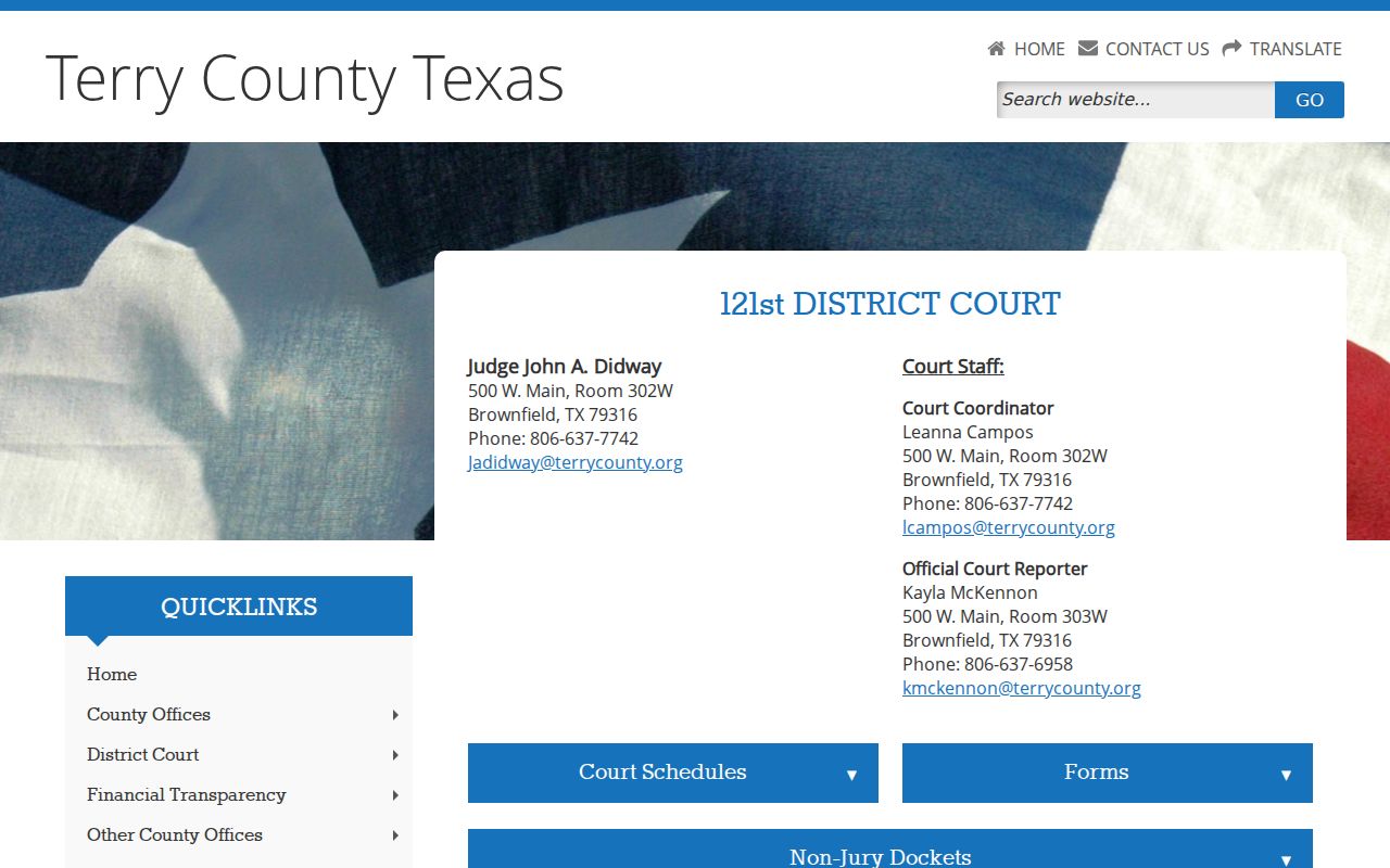Terry County 121st District Court contacts