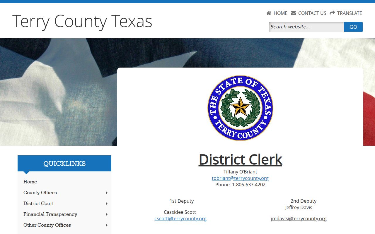 Terry County District Clerk docket contact