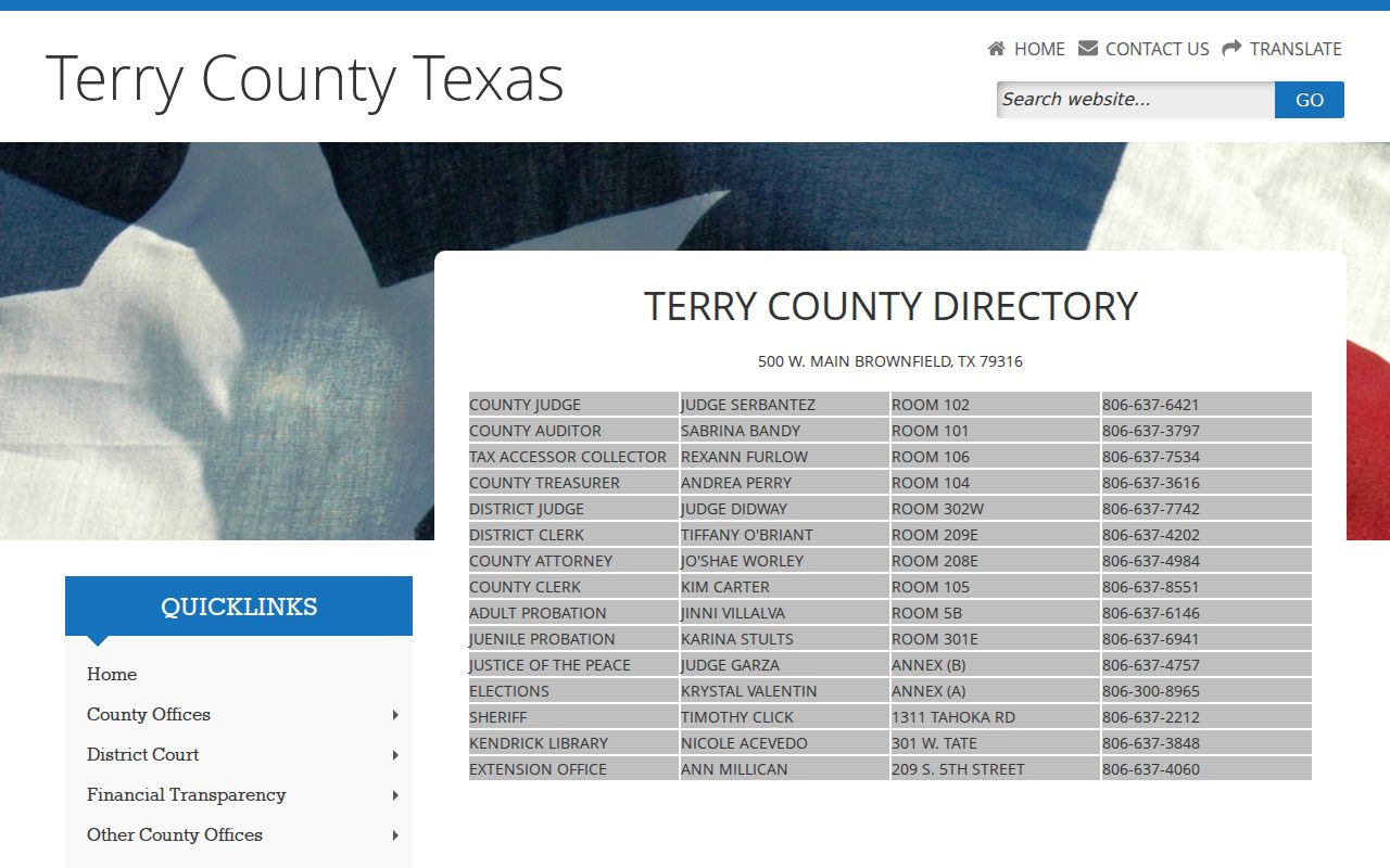 Terry County directory for court docket records